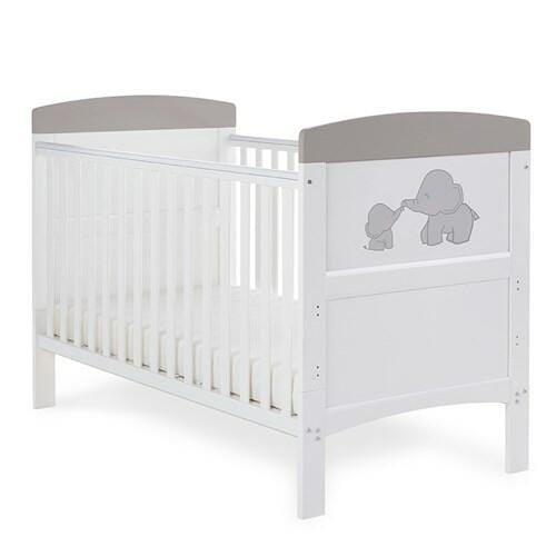 OBaby Grace Inspire Mini & Me Elephants Cot Bed - Grey  Obaby   