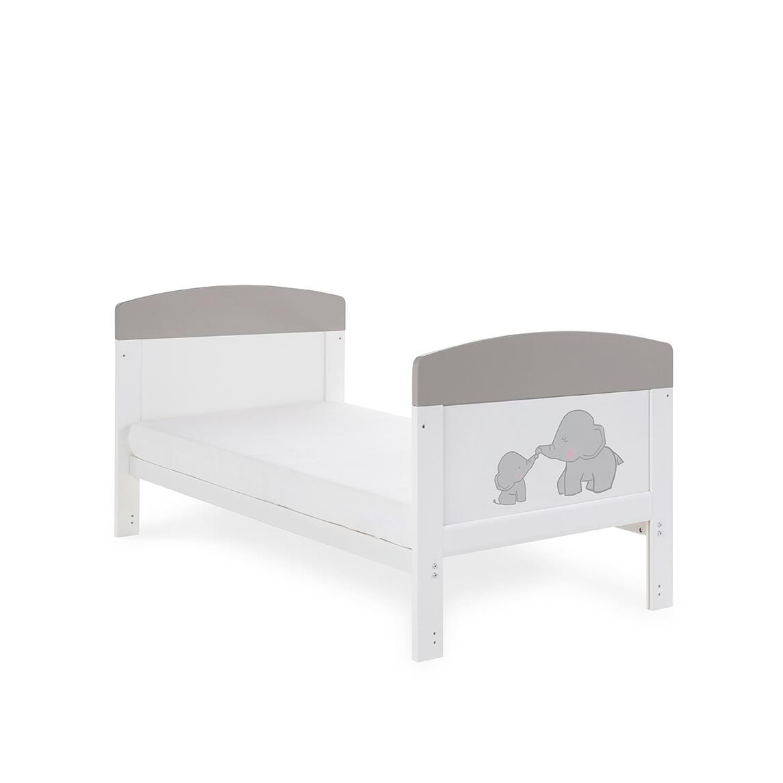 OBaby Grace Inspire Mini & Me Elephants Cot Bed - Grey With Under Bed Drawer  Obaby   