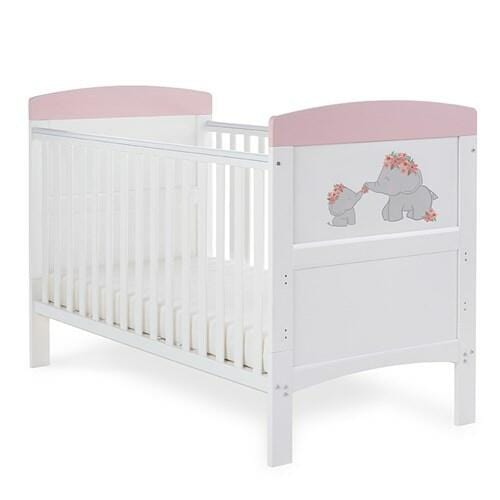 OBaby Grace Inspire Mini & Me Elephants Cot Bed - Pink  Obaby   