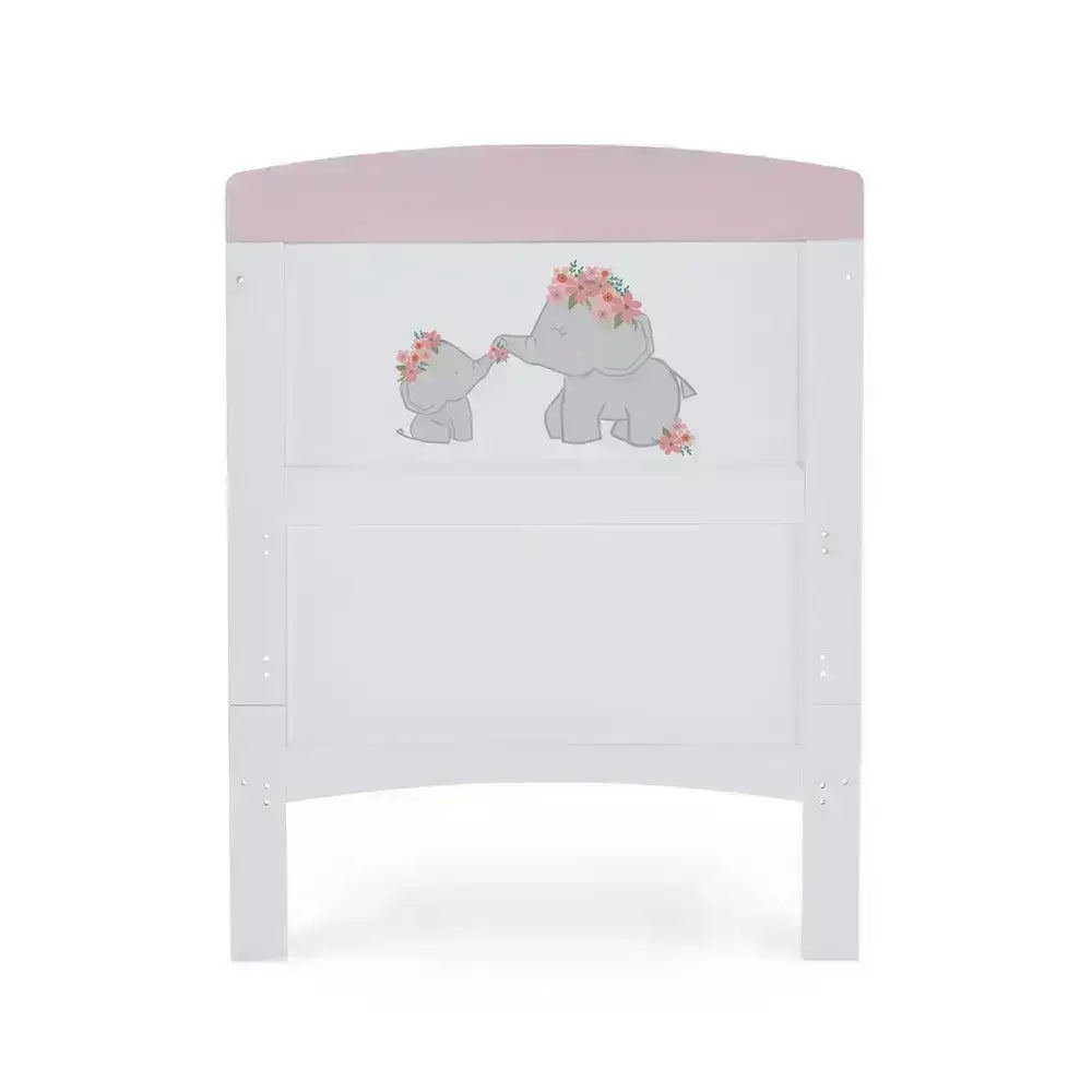 Obaby OBaby Grace Inspire “Mini Me Elephants” Cot Bed with Mattress– Pink