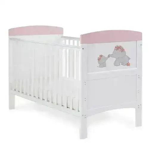 Obaby OBaby Grace Inspire “Mini Me Elephants” Cot Bed with Mattress– Pink