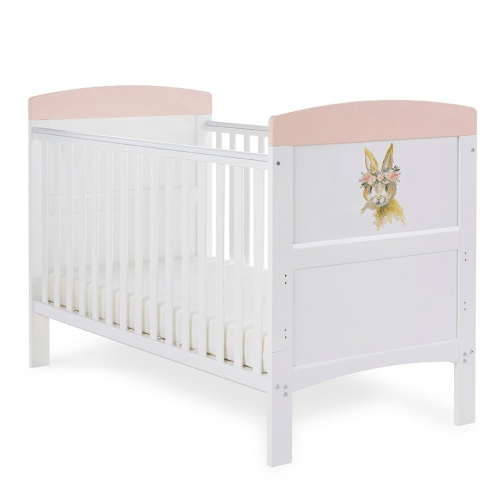 OBaby Grace Inspire Water coloured Rabbit Themed Cot Bed  Obaby   