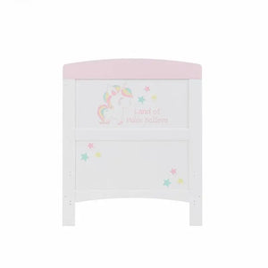 OBaby Grace Unicorn Themed Cot Bed - White & Pink Obaby