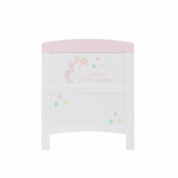OBaby Grace Unicorn Themed Cot Bed - White & Pink Obaby