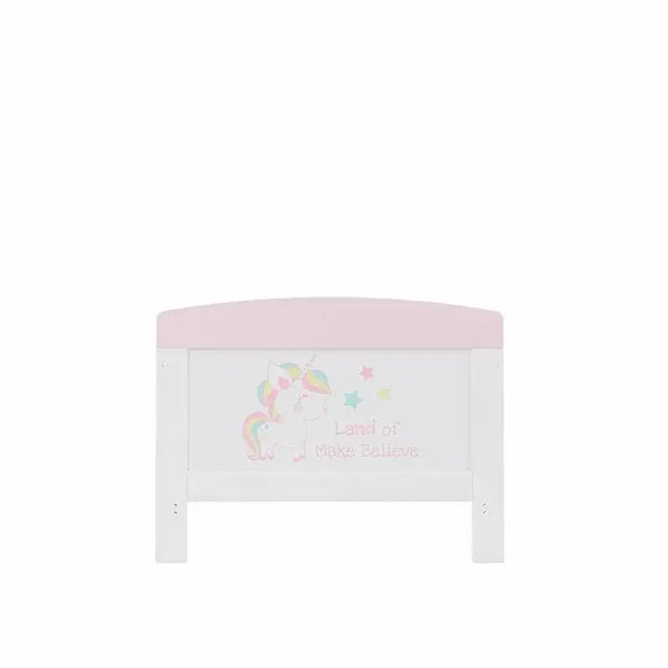 OBaby Grace Unicorn Themed Cot Bed - White & Pink Obaby