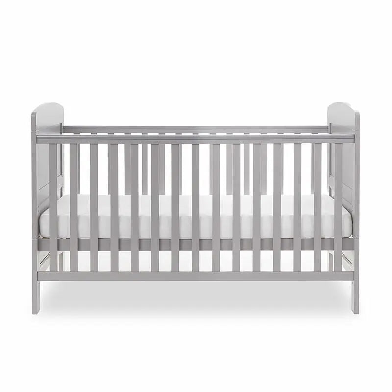 OBaby Grace Warm Grey Cot Bed & Fibre Mattress Bundle Obaby