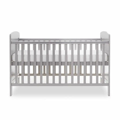 OBaby Grace Warm Grey Cot Bed & Fibre Mattress Bundle Obaby