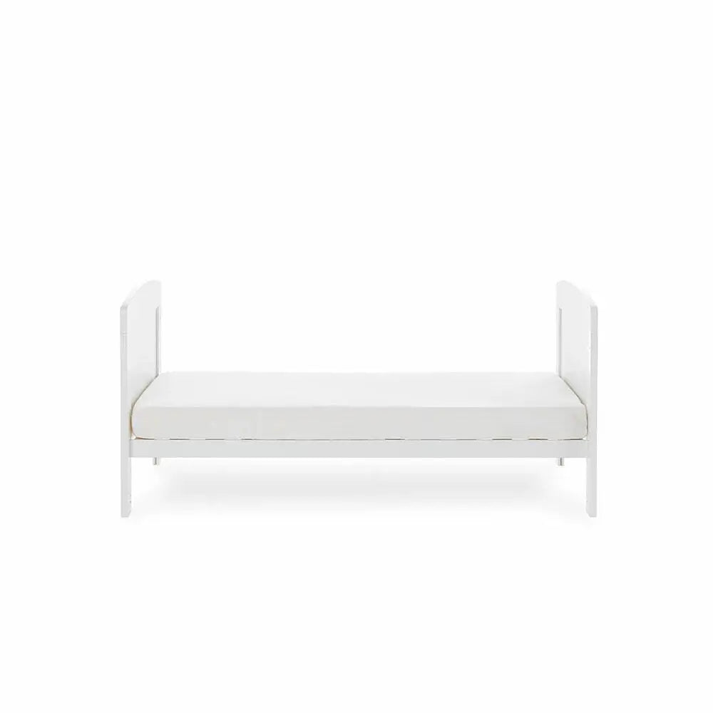 OBaby Grace White Cot Bed & Fibre Mattress Bundle Obaby