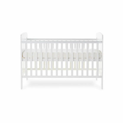OBaby Grace White Cot Bed & Fibre Mattress Bundle Obaby