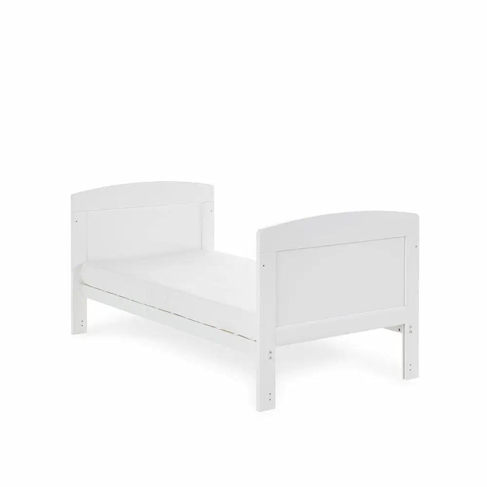 OBaby Grace White Cot Bed & Fibre Mattress Bundle Obaby