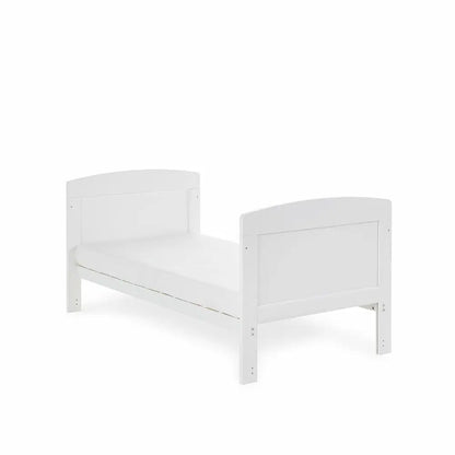 OBaby Grace White Cot Bed & Fibre Mattress Bundle Obaby