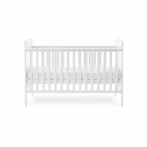 OBaby Grace White Cot Bed & Foam Mattress Bundle Obaby