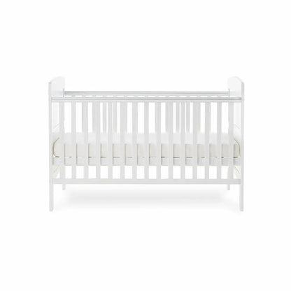 OBaby Grace White Cot Bed & Foam Mattress Bundle Obaby