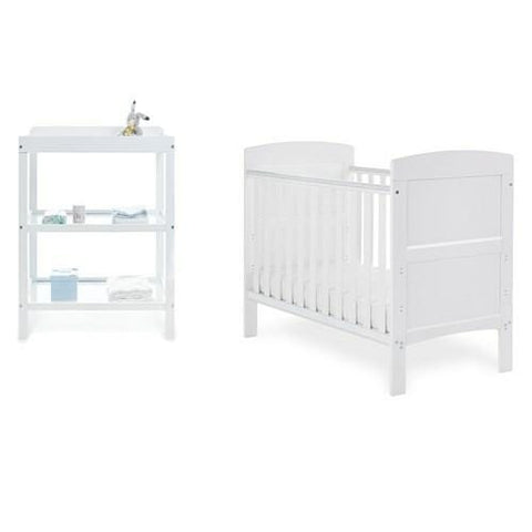 OBaby Grace White Mini Cot Bed 2 Piece Room Set
