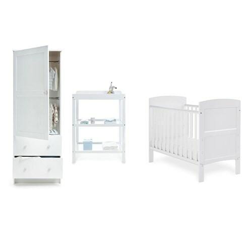 OBaby Grace White Mini Cot Bed 3 Piece Room Set  Obaby   