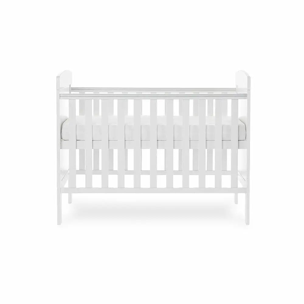 OBaby Grace White Mini Cot Bed with Mattress Obaby