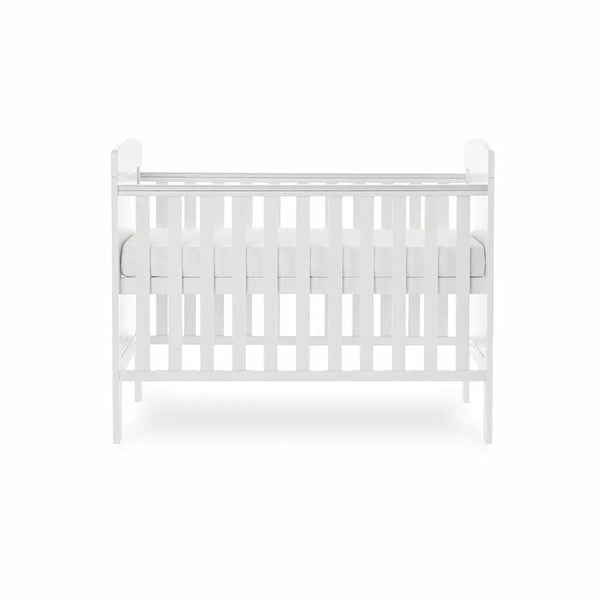 OBaby Grace White Mini Cot Bed with Mattress Obaby