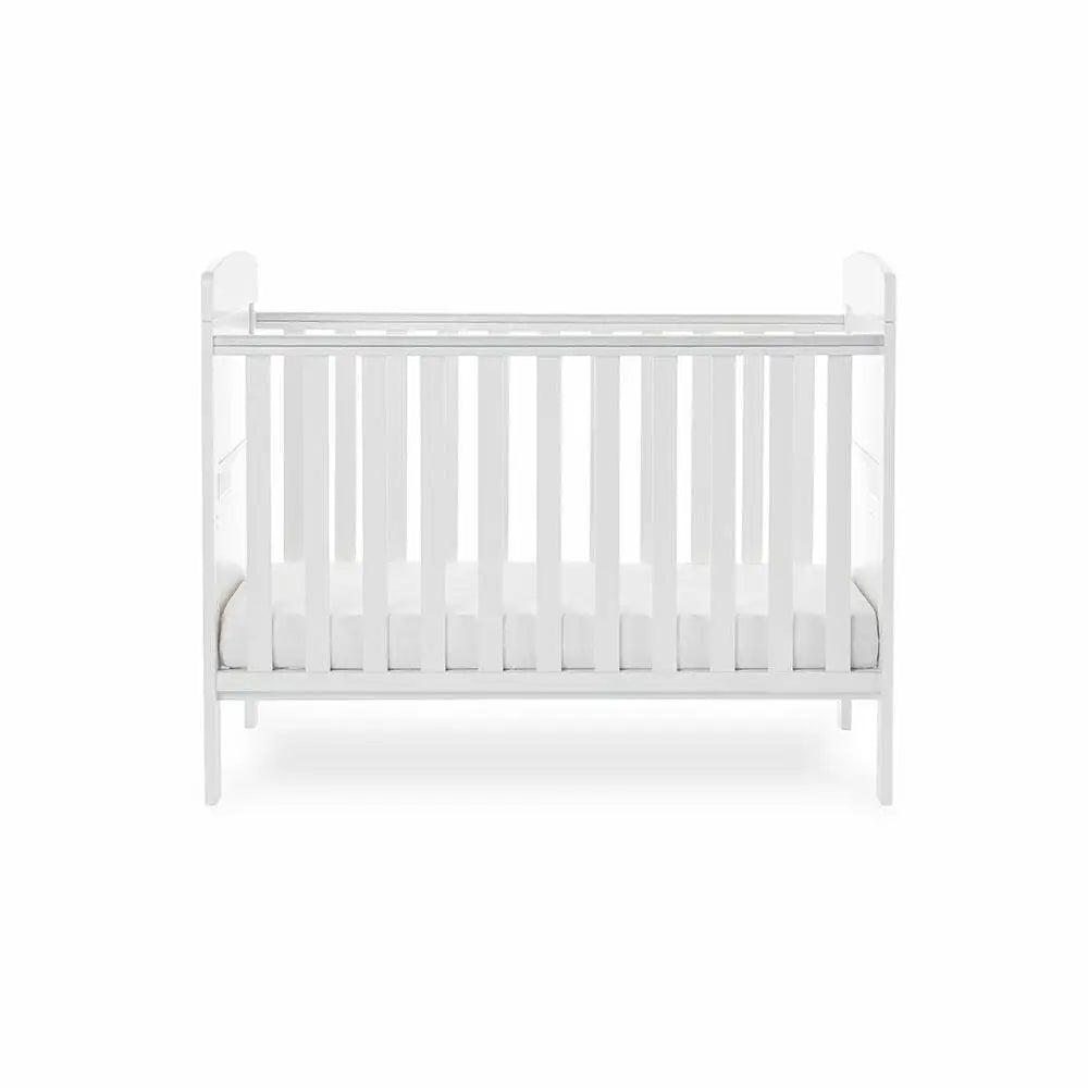 OBaby Grace White Mini Cot Bed with Mattress Obaby