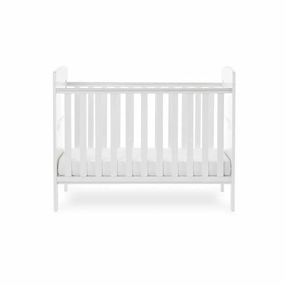 OBaby Grace White Mini Cot Bed with Mattress Obaby
