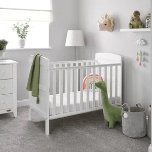 OBaby Grace White Mini Cot Bed with Mattress Obaby
