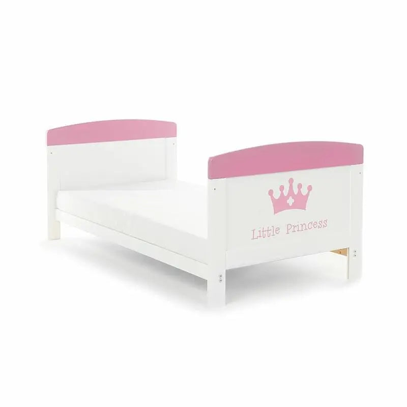 OBaby Little Princess Themed Cot Bed - White & Pink Obaby