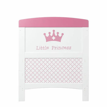 OBaby Little Princess Themed Cot Bed - White & Pink Obaby