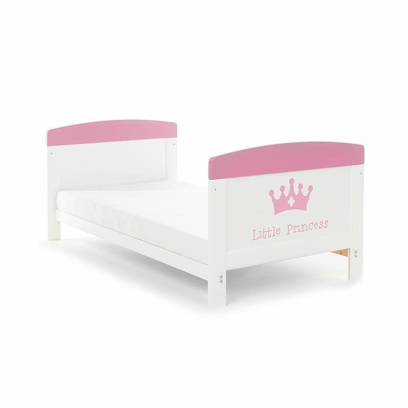 OBaby Little Princess Themed Cot Bed - White & Pink  Obaby   