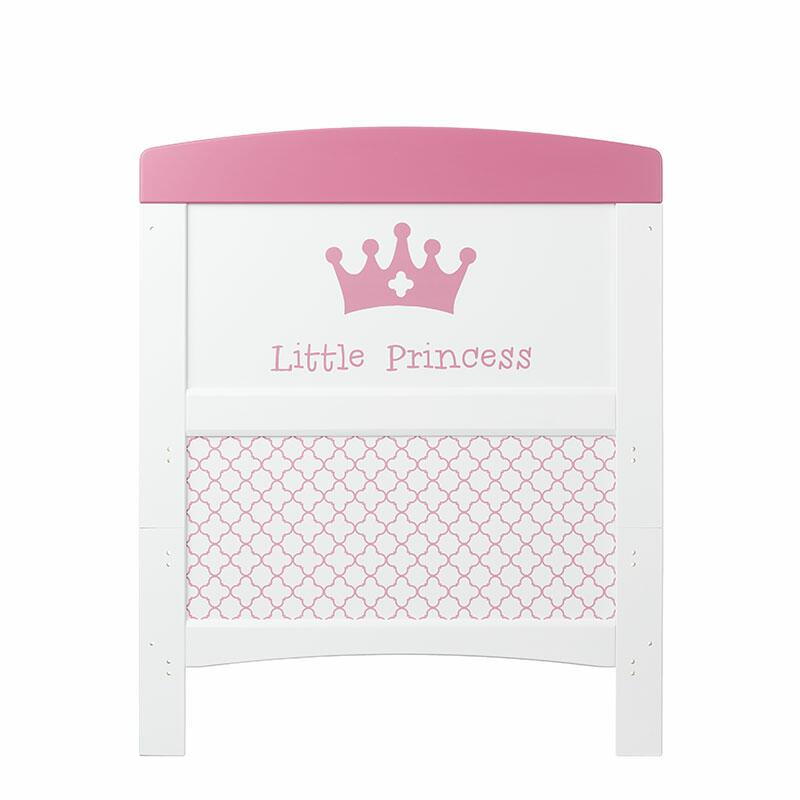 OBaby Little Princess Themed Cot Bed - White & Pink  Obaby   