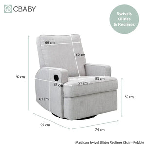 Obaby Madison 360 Swivel Glider Reclining Nursery Chair - Pebble Obaby