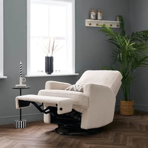 Obaby Madison Electric Swivel Glider Recliner Chair Teddy Ivory Obaby