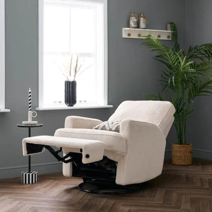 Obaby Madison Electric Swivel Glider Recliner Chair Teddy Ivory Obaby