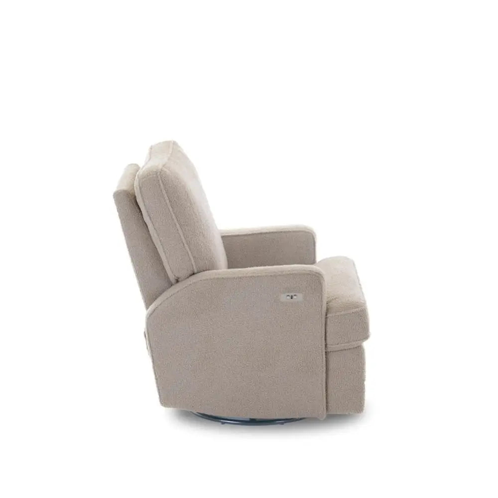 Obaby Madison Electric Swivel Glider Recliner Chair Teddy Truffle Obaby