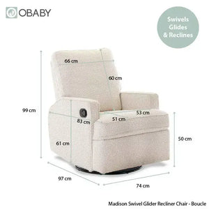 Obaby Madison Swivel Glider Recliner Chair Boucle Style Obaby