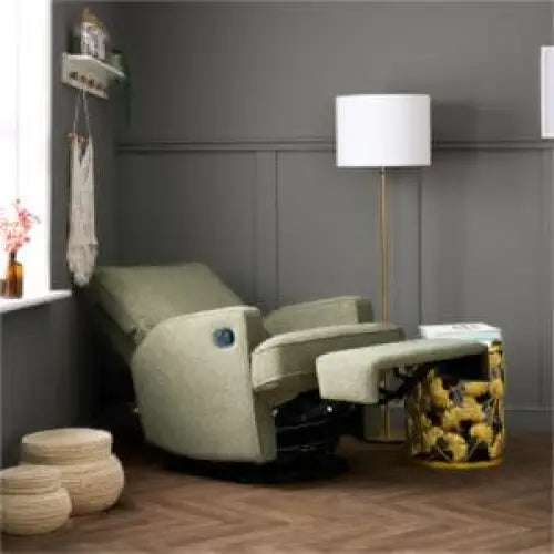 Obaby Madison Swivel Glider Recliner Chair Teddy Olive Obaby