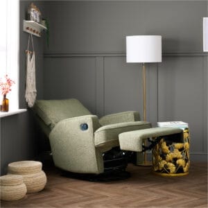 Obaby Madison Swivel Glider Recliner Chair Teddy Olive Obaby