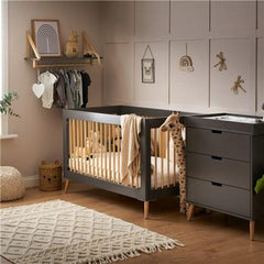 Obaby Maya 2 Piece Nursery Furniture Set – Slate & Natural Wood