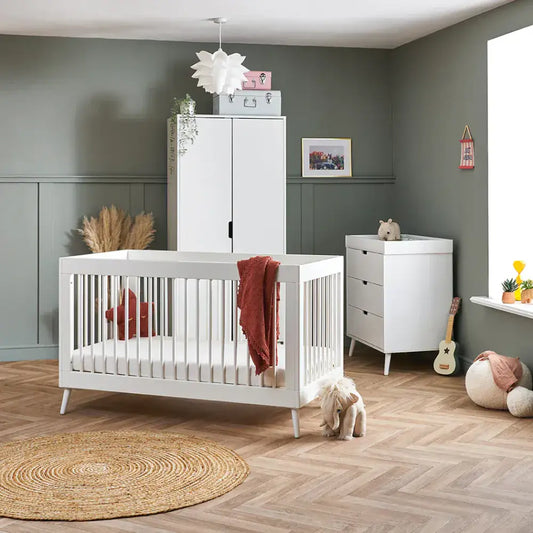 Obaby Maya 3 Piece Nursery Furniture Set – Nordic White Obaby