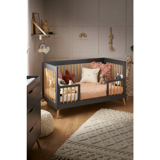 Obaby Maya 3 Piece Nursery Furniture Set – Slate & Natural Wood Obaby