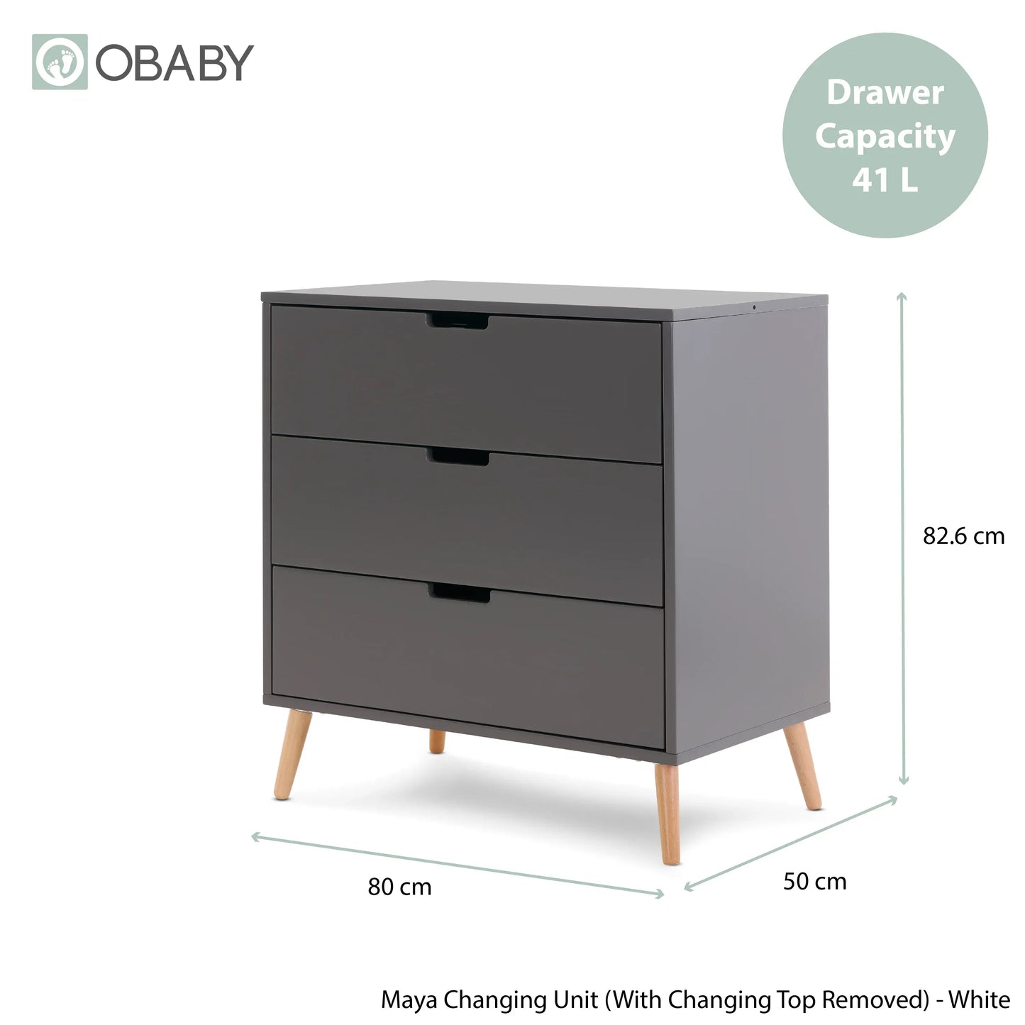 Obaby Maya 3 Piece Nursery Furniture Set – Slate & Natural Wood Obaby