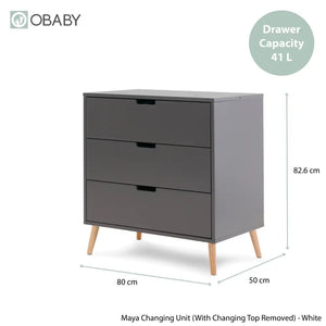 Obaby Maya 3 Piece Nursery Furniture Set – Slate & Natural Wood Obaby