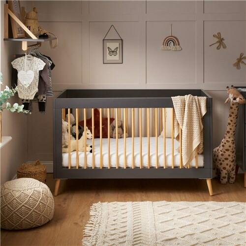 Obaby Maya 3 Piece Nursery Furniture Set – Slate & Natural Wood Obaby