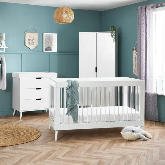 Obaby Maya 3 Piece Nursery Furniture Set – White & Acrylic Obaby