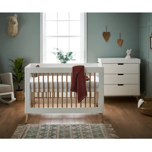 Obaby Maya 3 Piece Nursery Furniture Set – White & Natural Wood Obaby