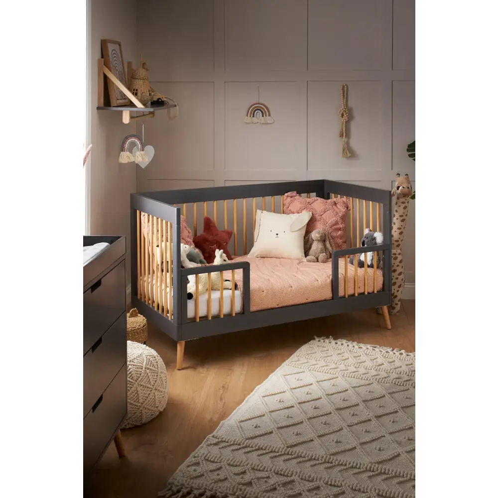 Obaby Maya Cot Bed – Slate Grey & Natural Wood Obaby