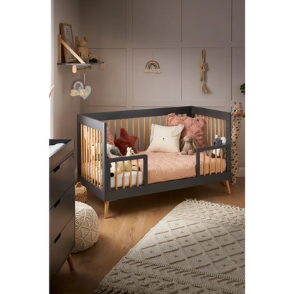 Obaby Maya Cot Bed – Slate Grey & Natural Wood Obaby