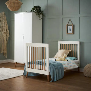 Obaby Maya Cot Bed – White & Natural Wood Obaby