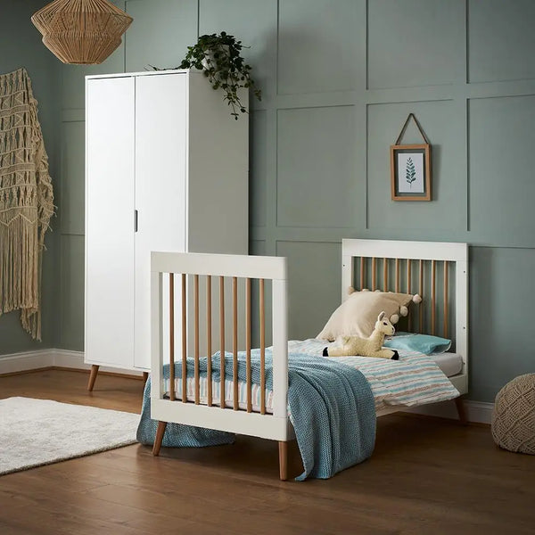 Obaby Maya Cot Bed – White & Natural Wood Obaby