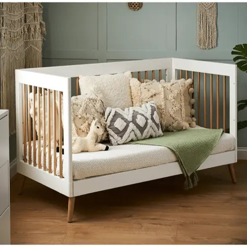 Obaby Maya Cot Bed – White & Natural Wood Obaby