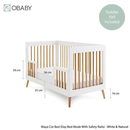 Obaby Maya Cot Bed – White & Natural Wood Obaby