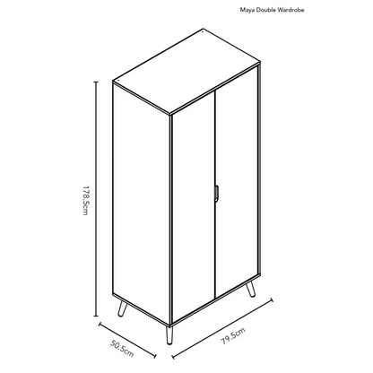 Obaby Maya Double Wardrobe - Slate with Natural Obaby